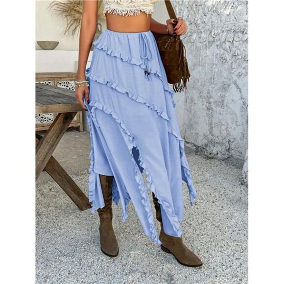 Devine Slit Drawstring Ruffled Skirt - Picture 11 of 16